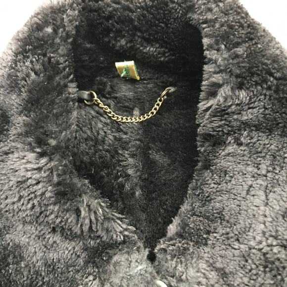 Vintage 100% Lambskin Shearling Long Coat Womens Large Suede Fur Lined Button - Picture 13 of 14